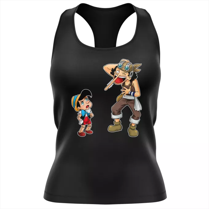 Damen T-shirt Tank top Parodie auf One Piece Lysop und Pinocchio - Piniocchio