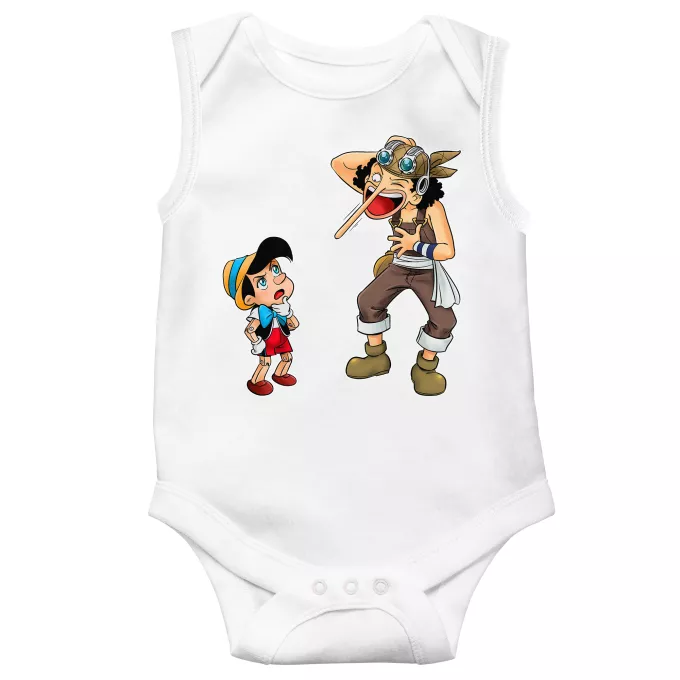 ärmelloser Baby Strampler Parodie auf One Piece Lysop und Pinocchio - Piniocchio