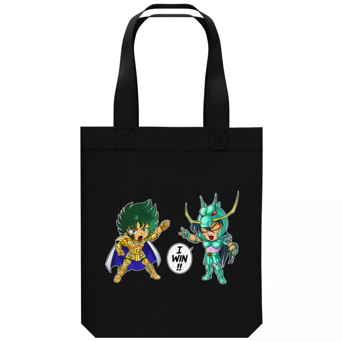 biologisch katoenen draagtas (Tote Bag) Parodie Saint Seiya Capricorn Shura en Dragon Shiryu