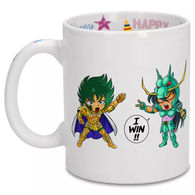 Verjaardag mokken Parodie Saint Seiya Capricorn Shura en Dragon Shiryu