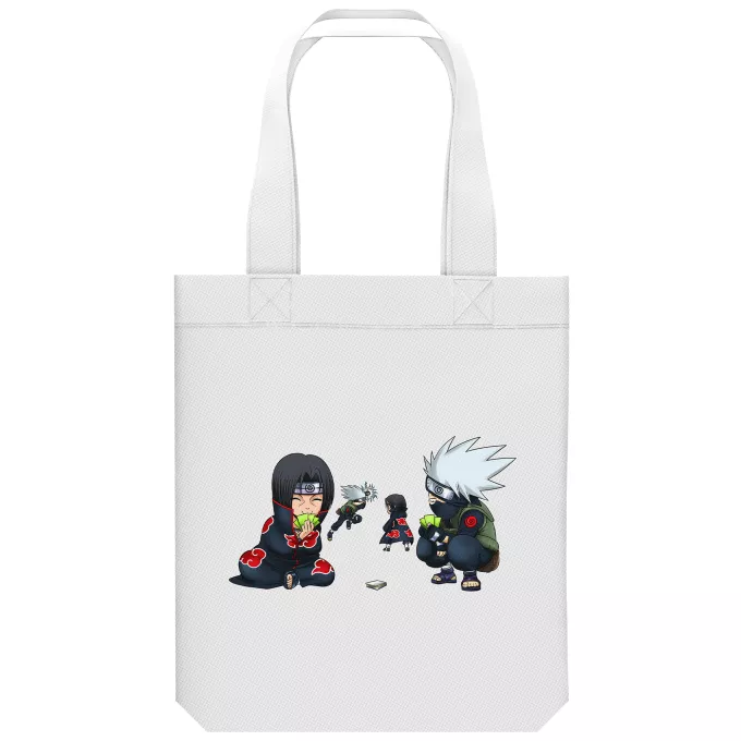Bolsa (Tote Bag) de algodón orgánico Parodia Naruto Kakashi y Itachi