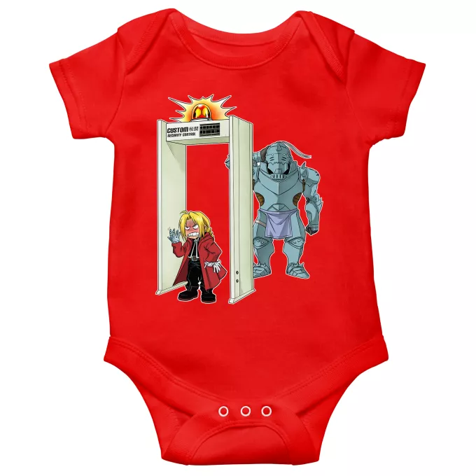 Korte mouwen Babyromper Parodie Full Metal Alchemist - FMA Edward en Alphonse Elric - Edward Elric aka Ed, Alphonse Elric aka Al