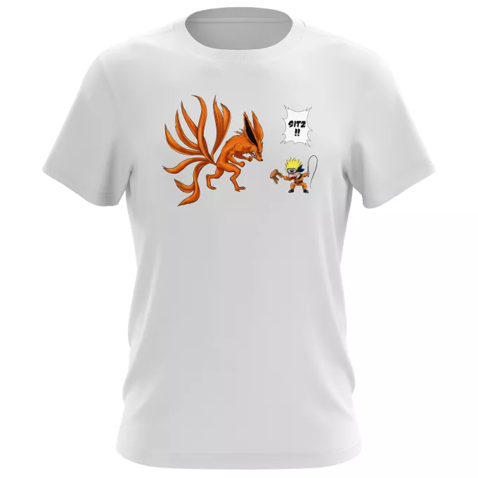 Herren T-shirts Parodie auf Naruto Naruto und Kyubi - Kurama