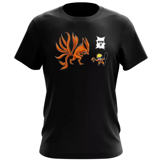 Herren T-shirts Parodie auf Naruto Naruto und Kyubi - Kurama