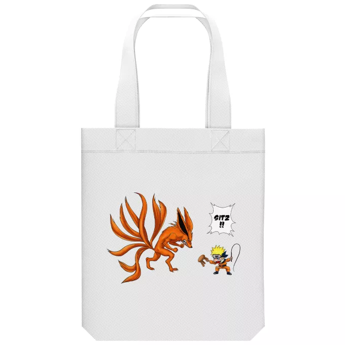 Shopper (Tote Bag) aus Bio-Baumwolle Parodie auf Naruto Naruto und Kyubi - Kurama