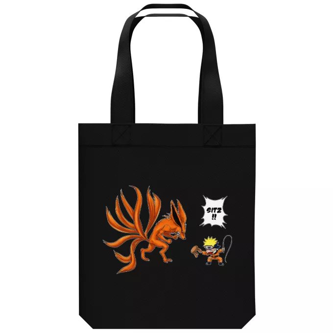 Shopper (Tote Bag) aus Bio-Baumwolle Parodie auf Naruto Naruto und Kyubi - Kurama