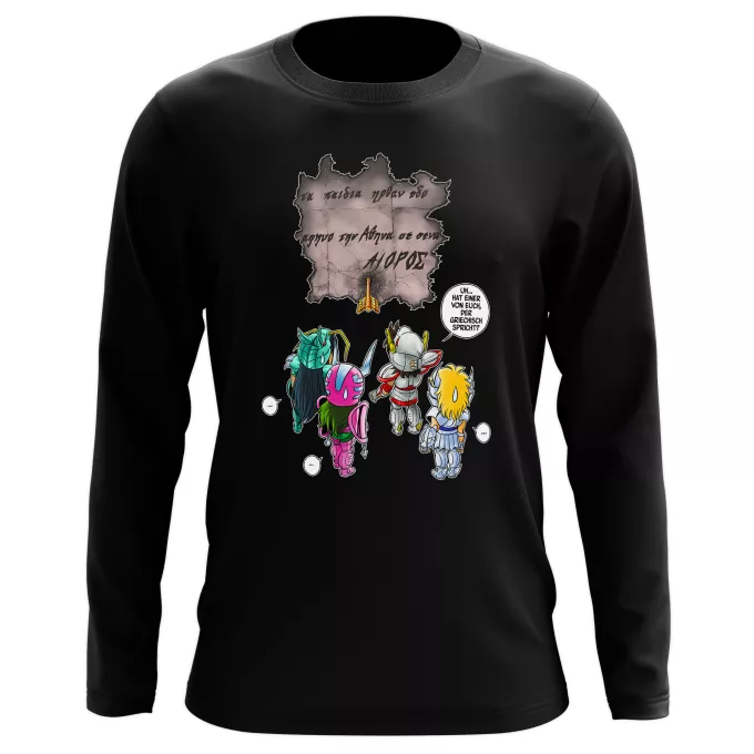 Langarm T-shirts Parodie auf Saint Seiya Seiya, Shun, Shiryu, Hyoga und Aioros
