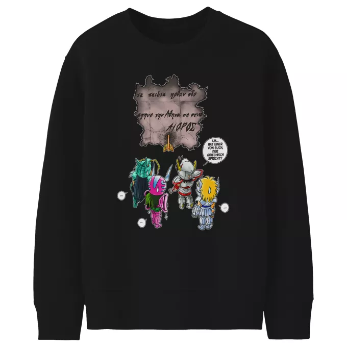 Kinder Sweatshirt Parodie auf Saint Seiya Seiya, Shun, Shiryu, Hyoga und Aioros
