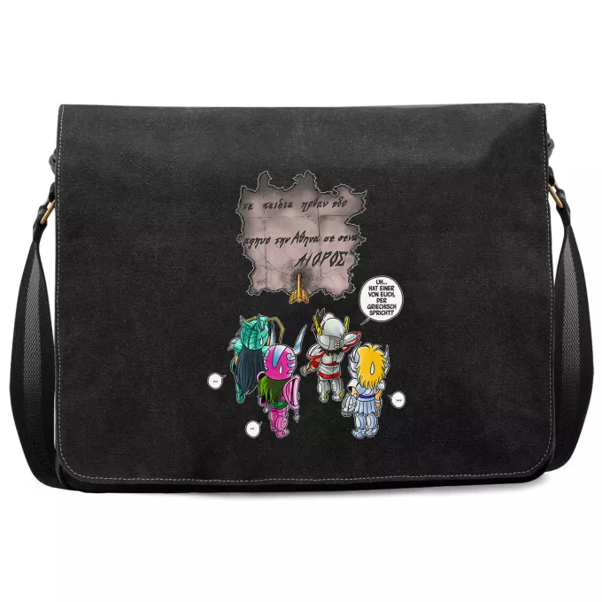 Premium Schultertaschen Parodie auf Saint Seiya Seiya, Shun, Shiryu, Hyoga und Aioros