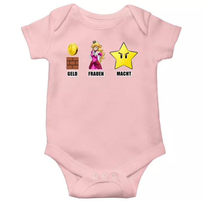 Kurzärmeliger Baby-Bodysuit (Mädchen) Parodie auf Super Mario Mario