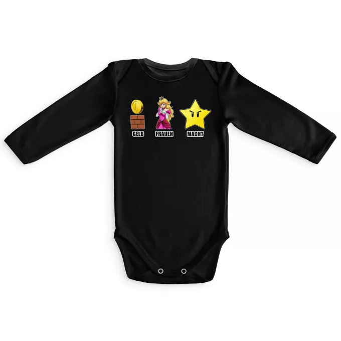 Langärmliges Baby Strampler Parodie auf Super Mario Mario