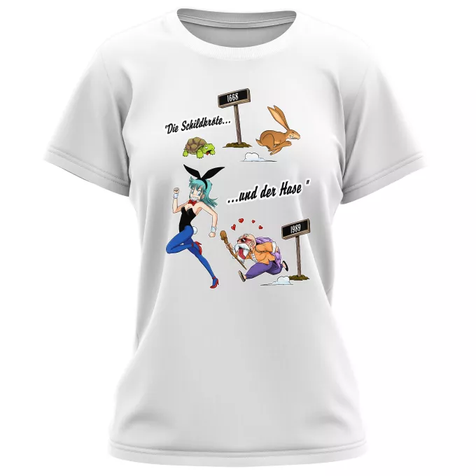 Damen T-shirts Parodie auf Dragon Ball Bulma und Muten Roshi