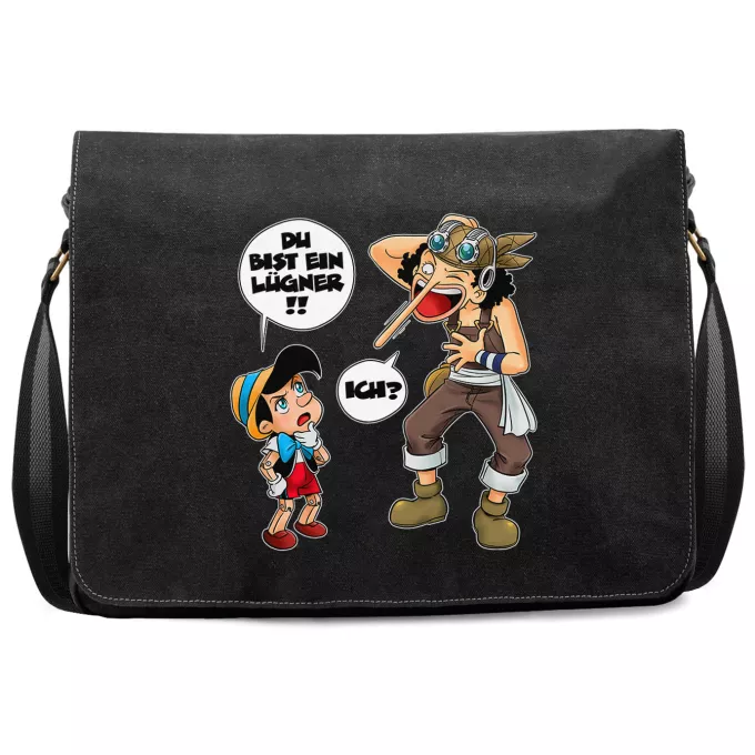 Premium Schultertaschen Parodie auf One Piece Lysop