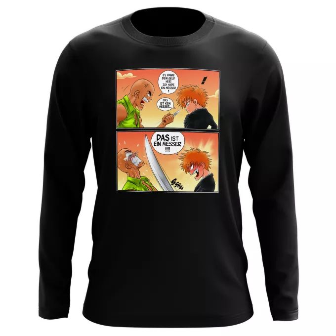 Langarm T-shirts Parodie auf Bleach Ichigo Kurosaki und Crocodile Dundee