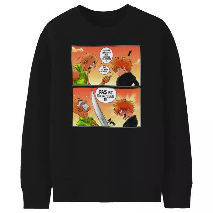 Kinder Sweatshirt Parodie auf Bleach Ichigo Kurosaki und Crocodile Dundee