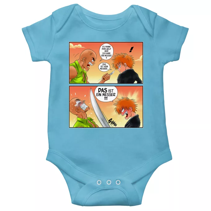 Kurzärmeliger Baby-Bodysuit (Jungen) Parodie auf Bleach Ichigo Kurosaki und Crocodile Dundee
