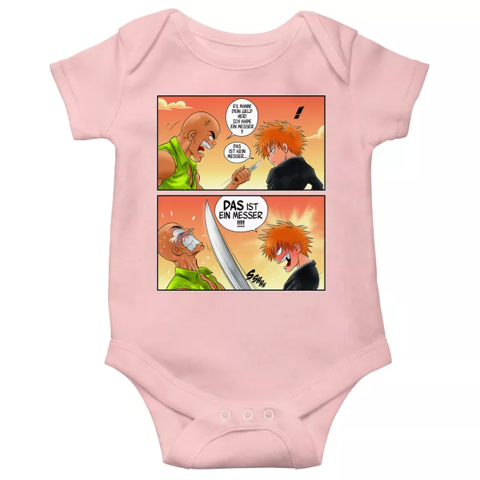 Kurzärmeliger Baby-Bodysuit (Mädchen) Parodie auf Bleach Ichigo Kurosaki und Crocodile Dundee