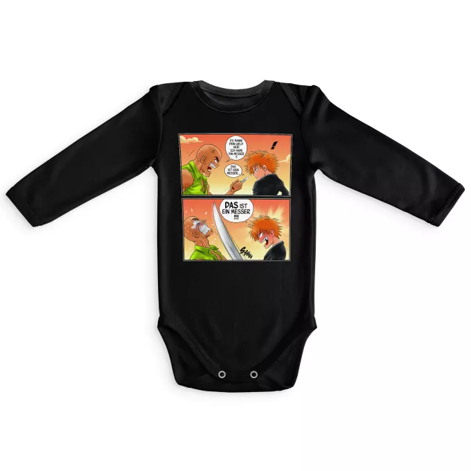 Langärmliges Baby Strampler Parodie auf Bleach Ichigo Kurosaki und Crocodile Dundee