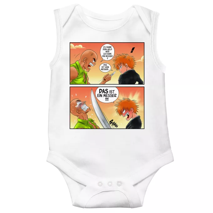 ärmelloser Baby Strampler Parodie auf Bleach Ichigo Kurosaki und Crocodile Dundee