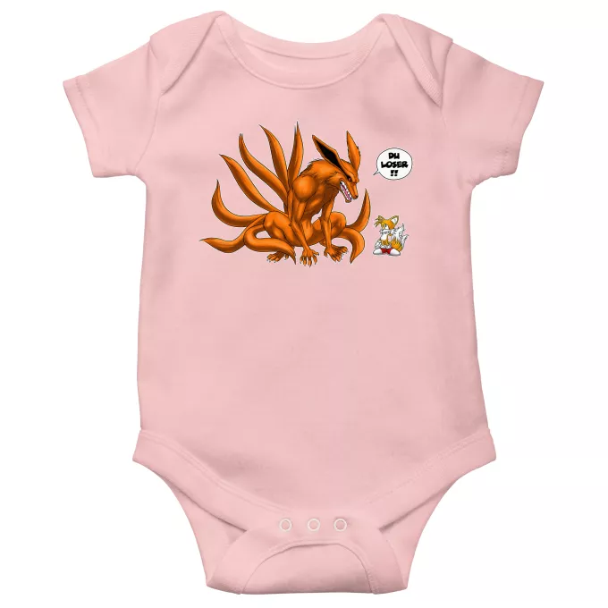 Kurzärmeliger Baby-Bodysuit (Mädchen) Parodie auf Naruto Tails und Kyubi - Kurama