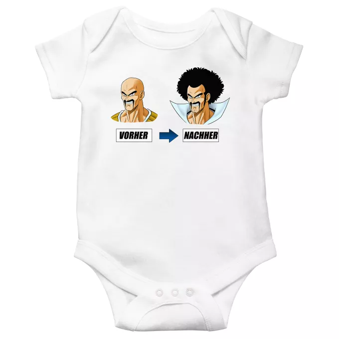 kurzärmelige Baby Strampler Parodie auf Dragon Ball Z - DBZ Nappa und Mr Satan