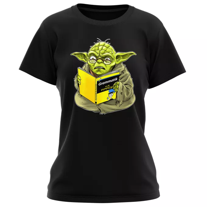 Damen T-shirts Parodie auf Star Wars Yoda - Grammatik für Dummies