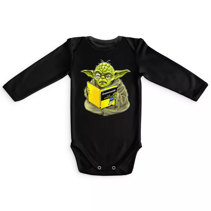 Langärmliges Baby Strampler Parodie auf Star Wars Yoda - Grammatik für Dummies