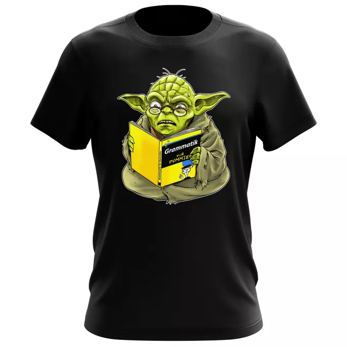 Herren T-shirts Parodie auf Star Wars Yoda - Grammatik für Dummies