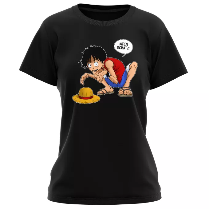 Damen T-shirts Parodie auf One Piece Ruffy und Gollum