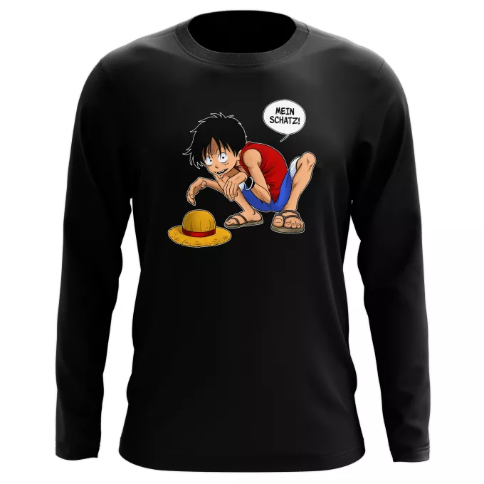 Langarm T-shirts Parodie auf One Piece Ruffy und Gollum
