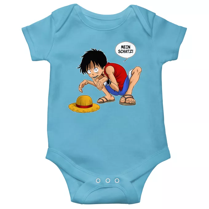 Kurzärmeliger Baby-Bodysuit (Jungen) Parodie auf One Piece Ruffy und Gollum