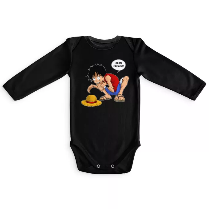 Langärmliges Baby Strampler Parodie auf One Piece Ruffy und Gollum