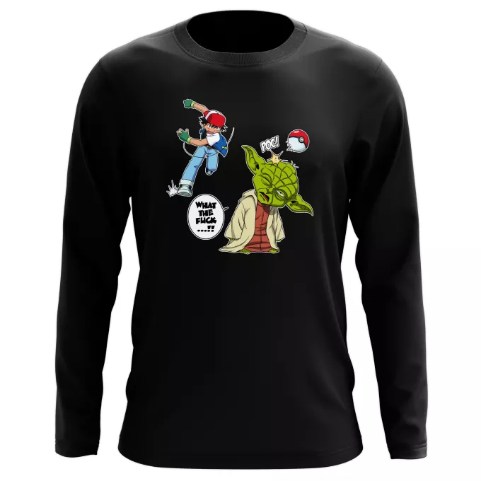 T-Shirts de manga comprida Paródia Pokémon Yoda e Ash Ketchum