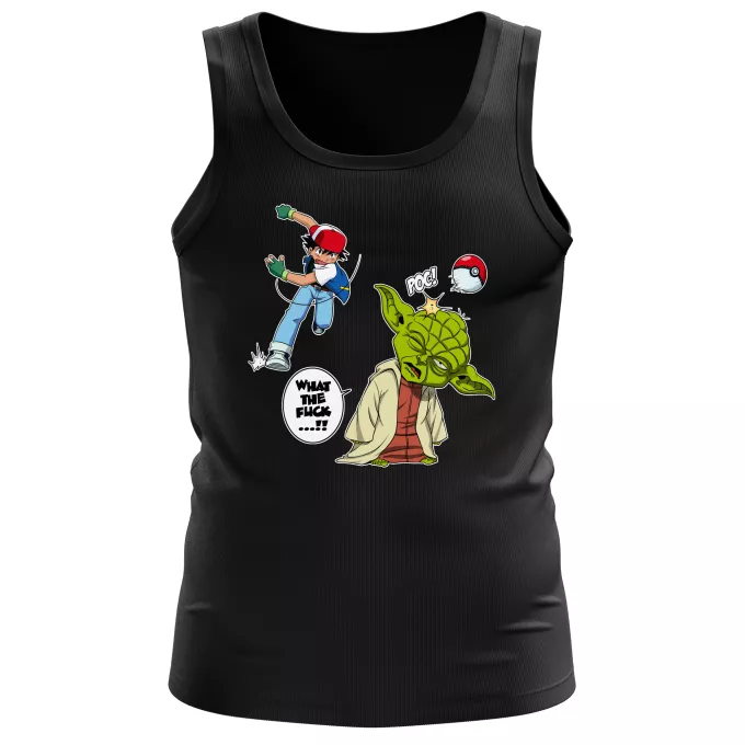 Camisolas de alças homens Paródia Pokémon Yoda e Ash Ketchum
