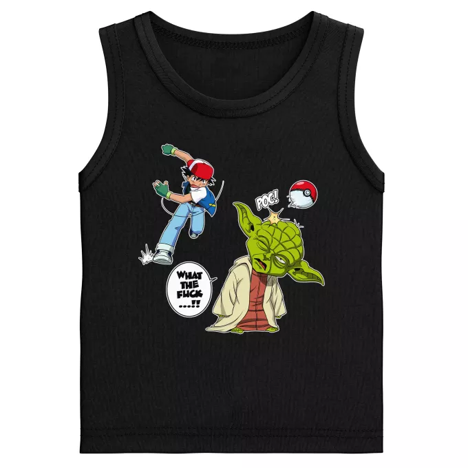 Camisolas de alças crianças rapaz Paródia Pokémon Yoda e Ash Ketchum