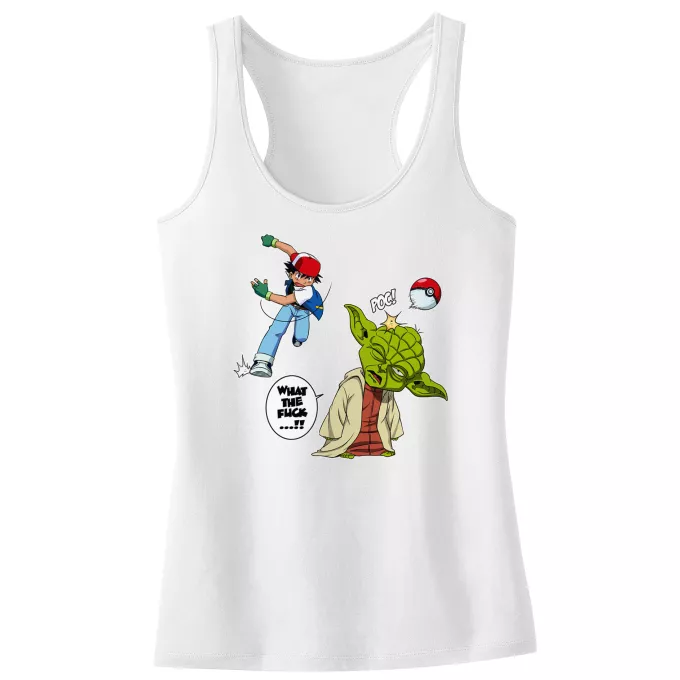 Camisolas de alças crianças raparigas Paródia Pokémon Yoda e Ash Ketchum