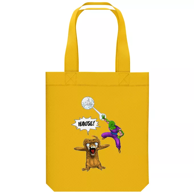 Shopper (Tote Bag) aus Bio-Baumwolle Parodie auf Dragon Ball NACH HAUSE!!! (deutsche Fassung) - Piccolo, E.T.