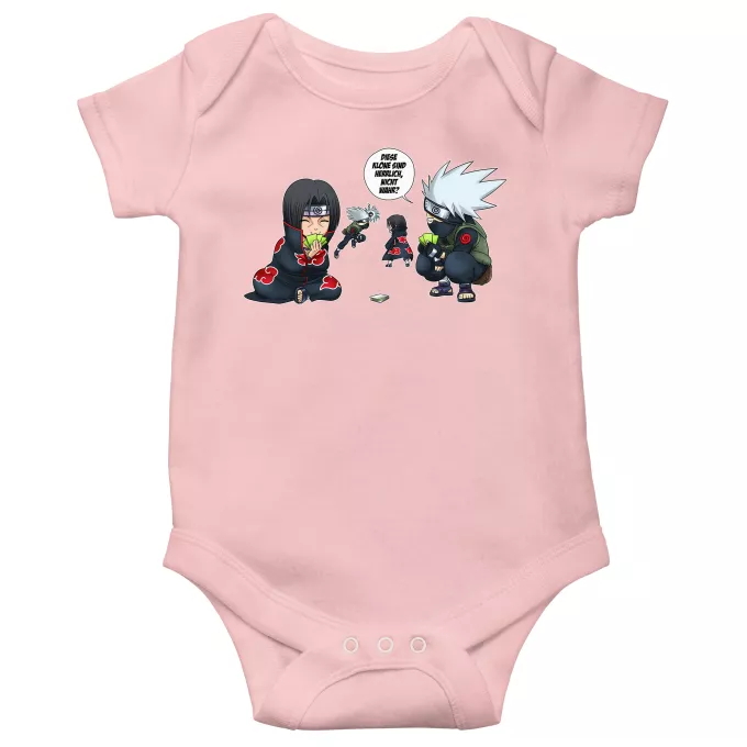 Kurzärmeliger Baby-Bodysuit (Mädchen) Parodie auf Naruto Kakashi Hatake und Itachi Uchiwa