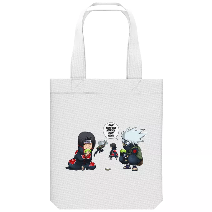 Shopper (Tote Bag) aus Bio-Baumwolle Parodie auf Naruto Kakashi Hatake und Itachi Uchiwa