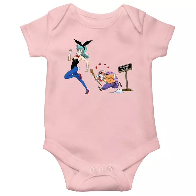 Kurzärmeliger Baby-Bodysuit (Mädchen) Parodie auf Dragon Ball Muten-Roshi und Bulma