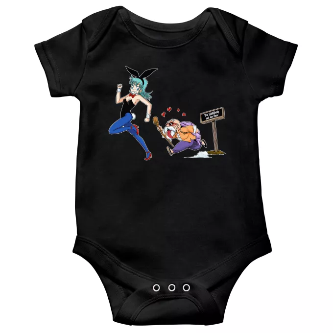 kurzärmelige Baby Strampler Parodie auf Dragon Ball Muten-Roshi und Bulma