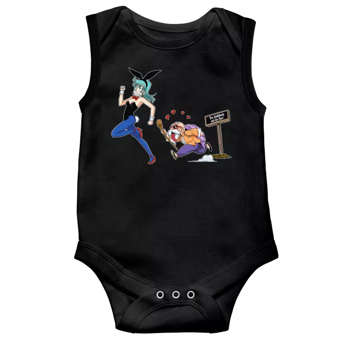 ärmelloser Baby Strampler Parodie auf Dragon Ball Muten-Roshi und Bulma