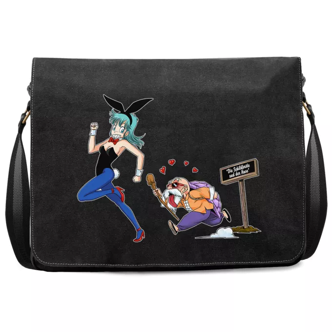 Premium Schultertaschen Parodie auf Dragon Ball Muten-Roshi und Bulma