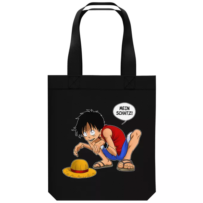 Shopper (Tote Bag) aus Bio-Baumwolle Parodie auf One Piece Ruffy Hak Versioni und Gollum