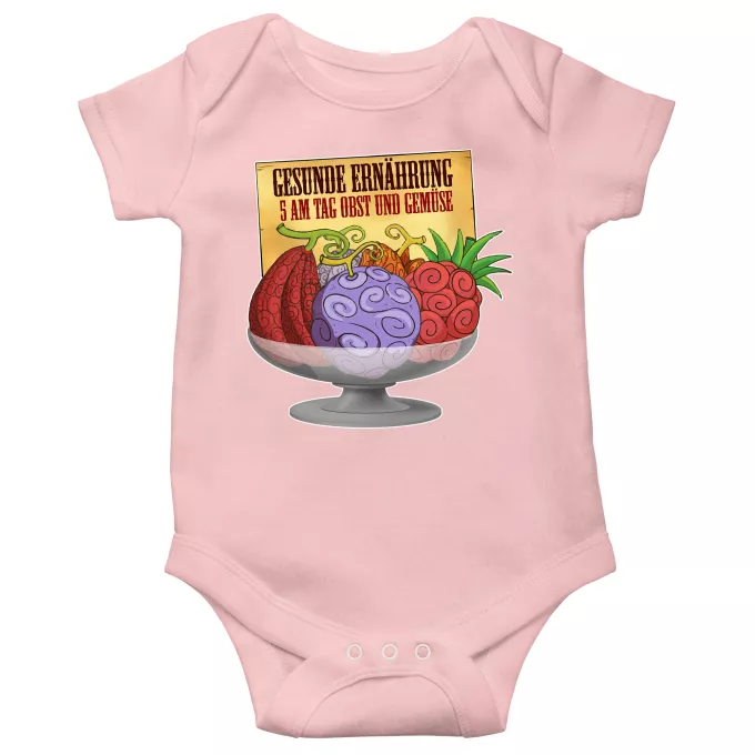 Kurzärmeliger Baby-Bodysuit (Mädchen) Parodie auf One Piece Teufelsfrucht - Gum-Gum-Frucht