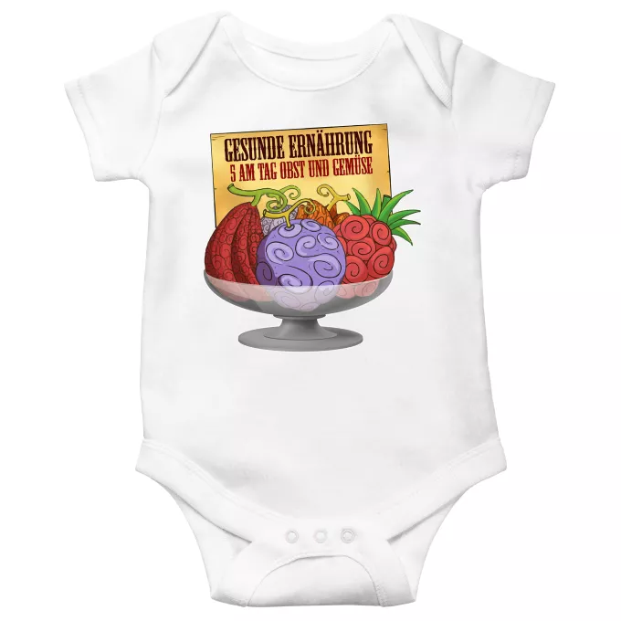 kurzärmelige Baby Strampler Parodie auf One Piece Teufelsfrucht - Gum-Gum-Frucht