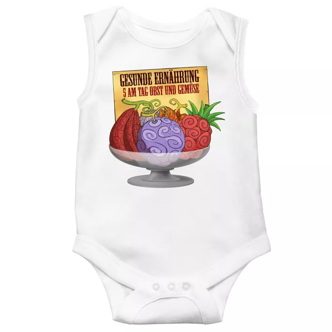 ärmelloser Baby Strampler Parodie auf One Piece Teufelsfrucht - Gum-Gum-Frucht