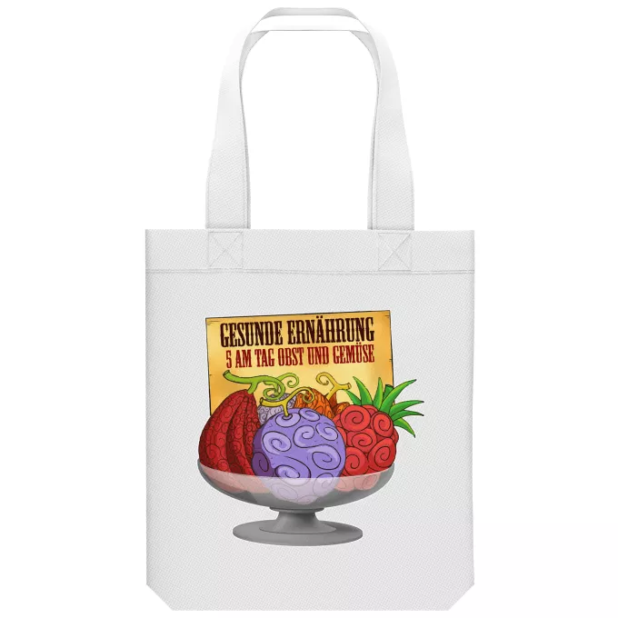 Shopper (Tote Bag) aus Bio-Baumwolle Parodie auf One Piece Teufelsfrucht - Gum-Gum-Frucht
