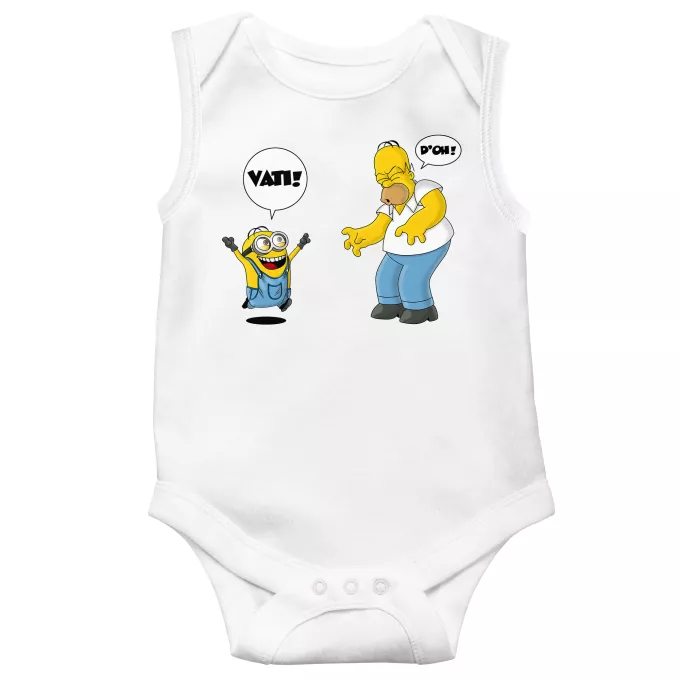 ärmelloser Baby Strampler Parodie auf Minions Die Minions und Die Simpsons