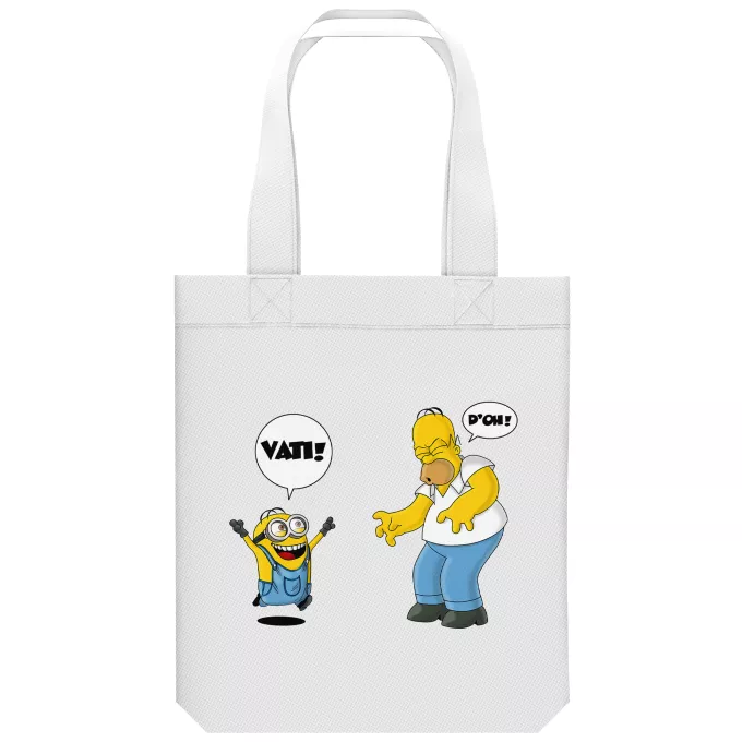 Shopper (Tote Bag) aus Bio-Baumwolle Parodie auf Minions Die Minions und Die Simpsons